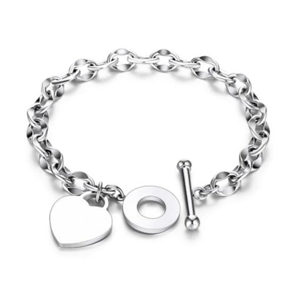 Heart Charm Bracelet  Stainless Steel Love for Women Romantic Gift